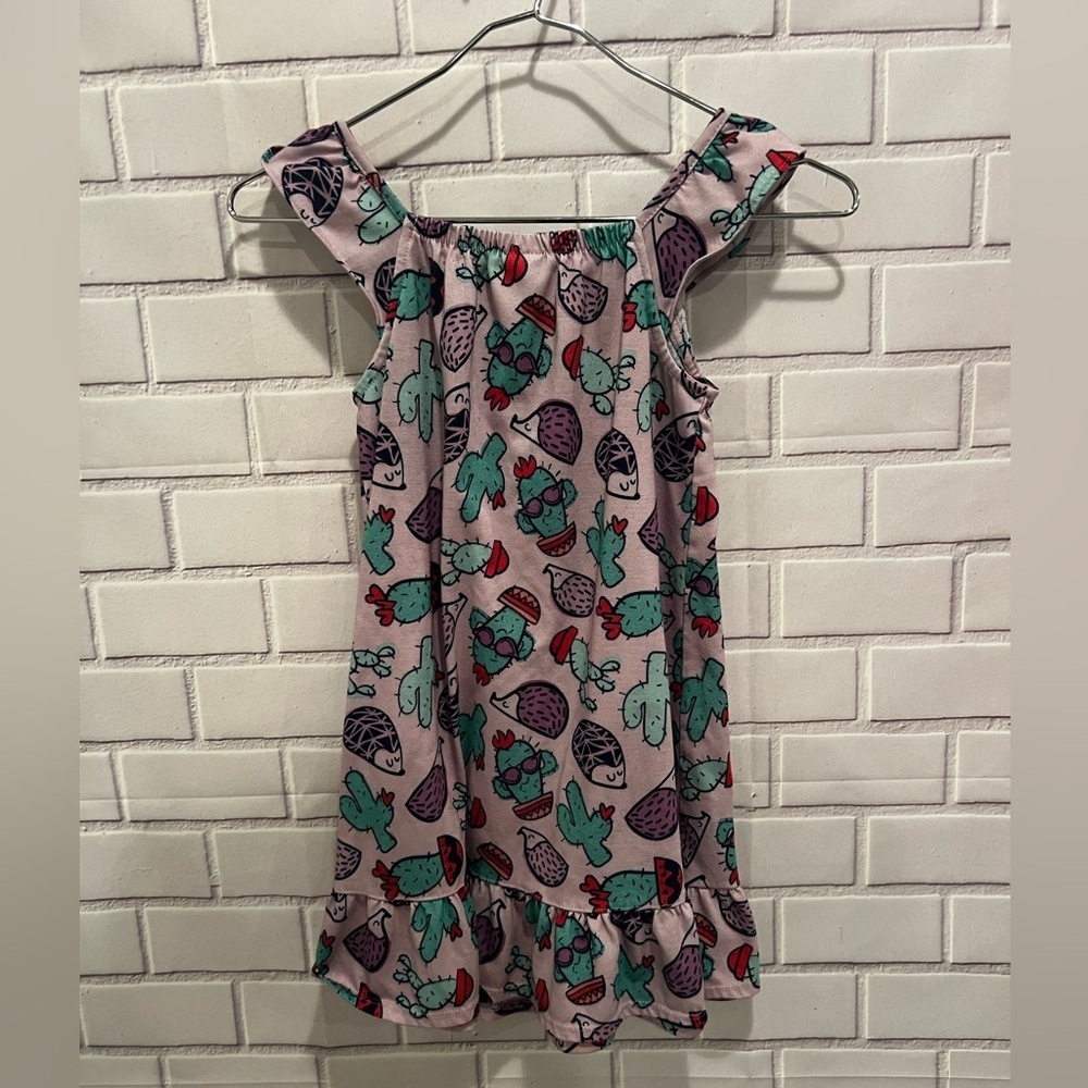GYMBOREE little girls purple printed dress/size S(5-6)
